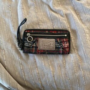 Coach Poppy Glam Tartan Wristlet